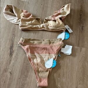 Wet swim gold and pink bikini set nwt